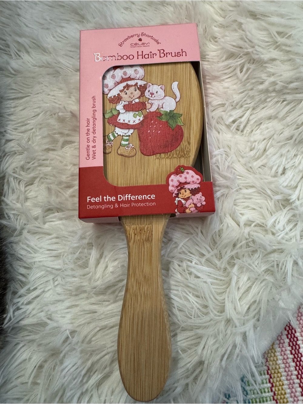 Strawberry Shortcake Bamboo Hair Brush - Pink & Natural
